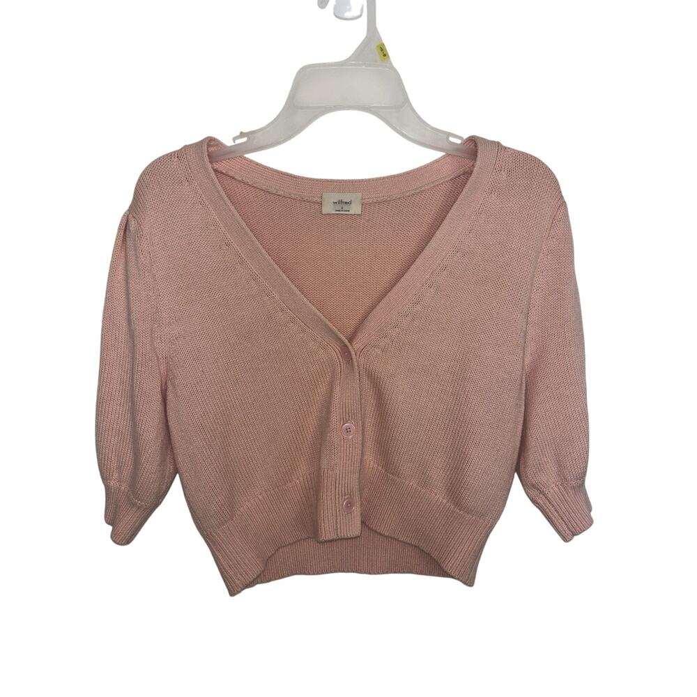 Aritzia Wilfred Merino Wool Blend Blush Pink Canterbury Crop Cardigan S